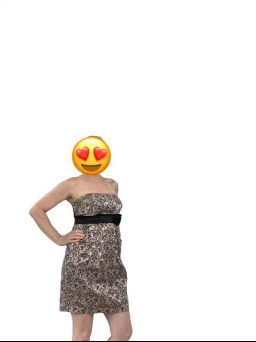 PromGirl Strapless Brown Floral Print Dress with Black Waistband